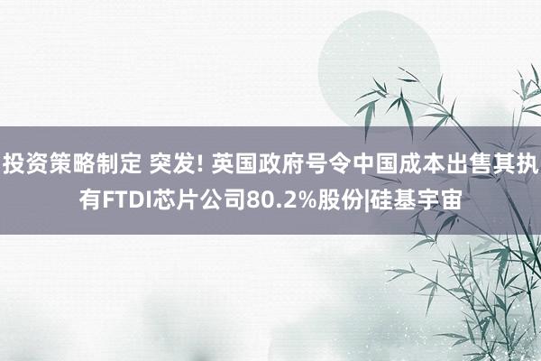 投资策略制定 突发! 英国政府号令中国成本出售其执有FTDI芯片公司80.2%股份|硅基宇宙