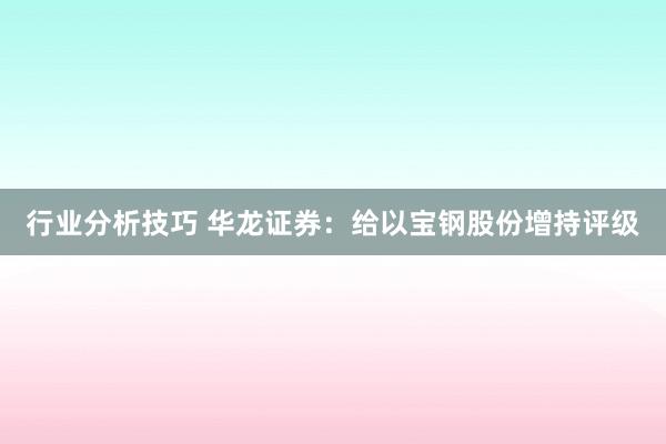 行业分析技巧 华龙证券：给以宝钢股份增持评级