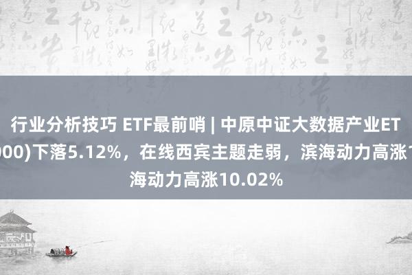 行业分析技巧 ETF最前哨 | 中原中证大数据产业ETF(516000)下落5.12%，在线西宾主题走弱，滨海动力高涨10.02%