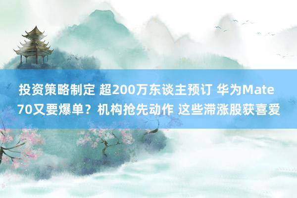 投资策略制定 超200万东谈主预订 华为Mate 70又要爆单？机构抢先动作 这些滞涨股获喜爱