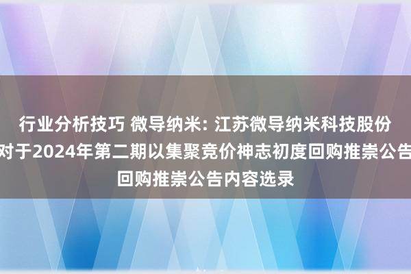 行业分析技巧 微导纳米: 江苏微导纳米科技股份有限公司对于2024年第二期以集聚竞价神志初度回购推崇公告内容选录