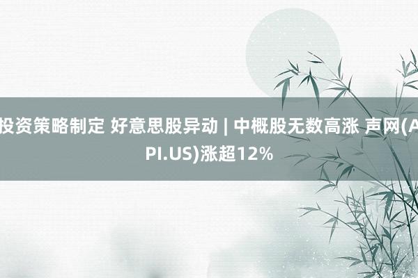 投资策略制定 好意思股异动 | 中概股无数高涨 声网(API.US)涨超12%