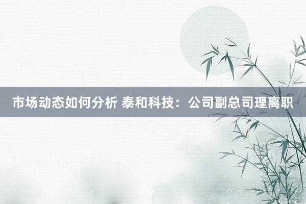 市场动态如何分析 泰和科技：公司副总司理离职