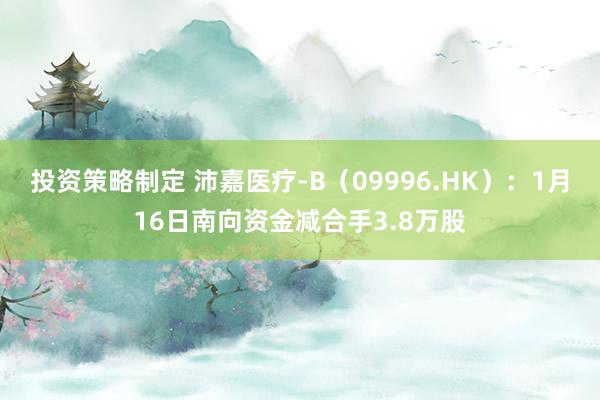 投资策略制定 沛嘉医疗-B（09996.HK）：1月16日南向资金减合手3.8万股