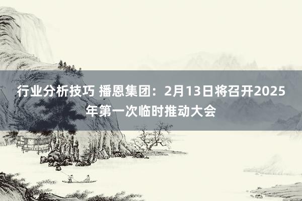 行业分析技巧 播恩集团：2月13日将召开2025年第一次临时推动大会