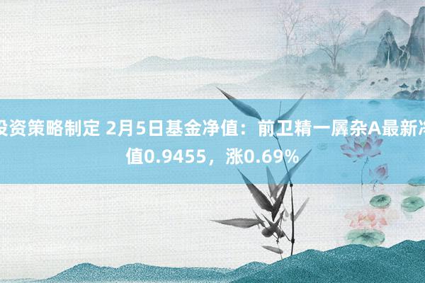 投资策略制定 2月5日基金净值：前卫精一羼杂A最新净值0.9455，涨0.69%