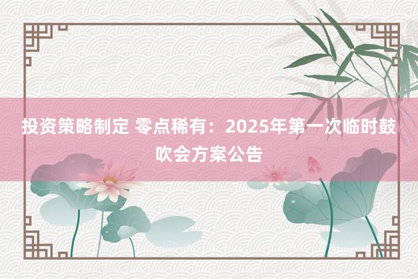 投资策略制定 零点稀有：2025年第一次临时鼓吹会方案公告